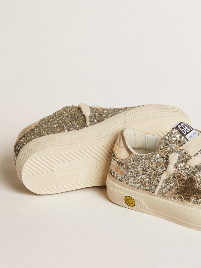 May Young in platinum glitter with metallic leather star and heel tab - Image 3