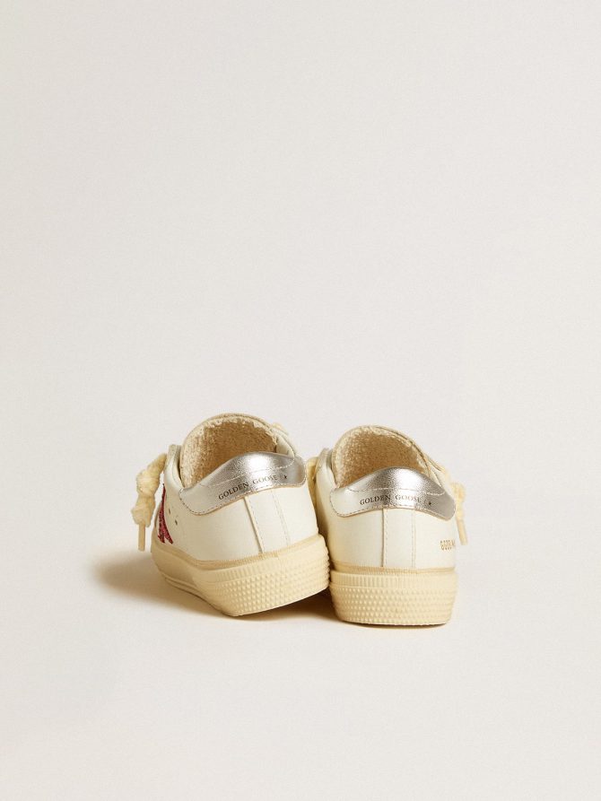 May Young with fuchsia glitter star and metallic leather heel tab - Image 5