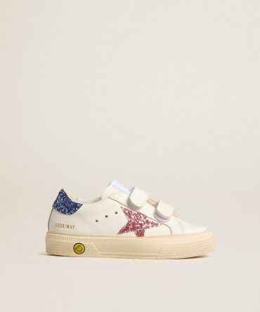 Young May School in leather with glitter star and heel tab