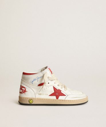Young Sky-Star in white nappa with red star and heel tab