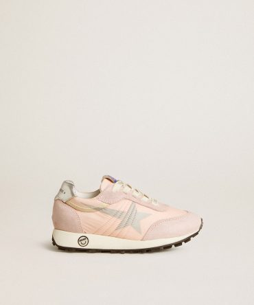 Marathon Young in pink nylon with printed star and leather heel tab
