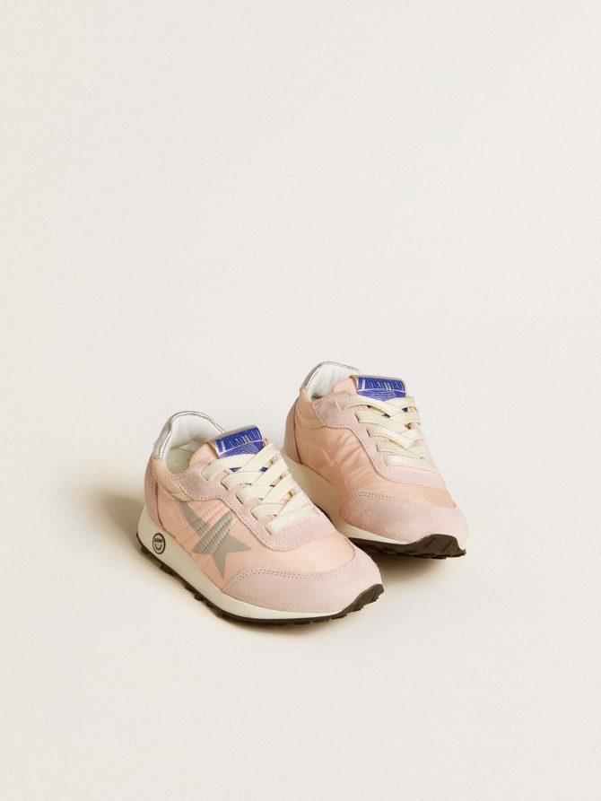 Marathon Young in pink nylon with printed star and leather heel tab - Image 2