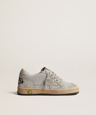 Ball Star Young in glitter with ice-gray suede inserts
