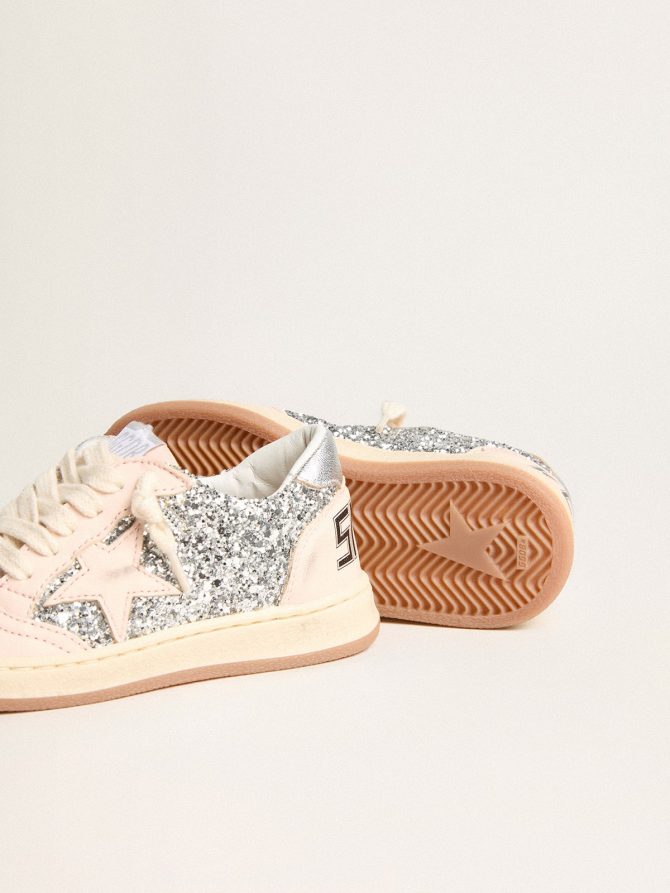 Young Ball Star in glitter with silver metallic leather heel tab - Image 3
