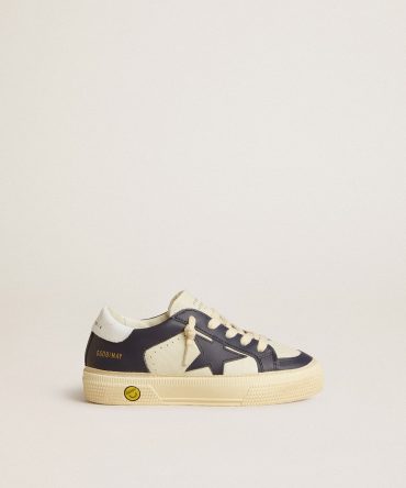 May Young in white and blue leather with leather star and heel tab