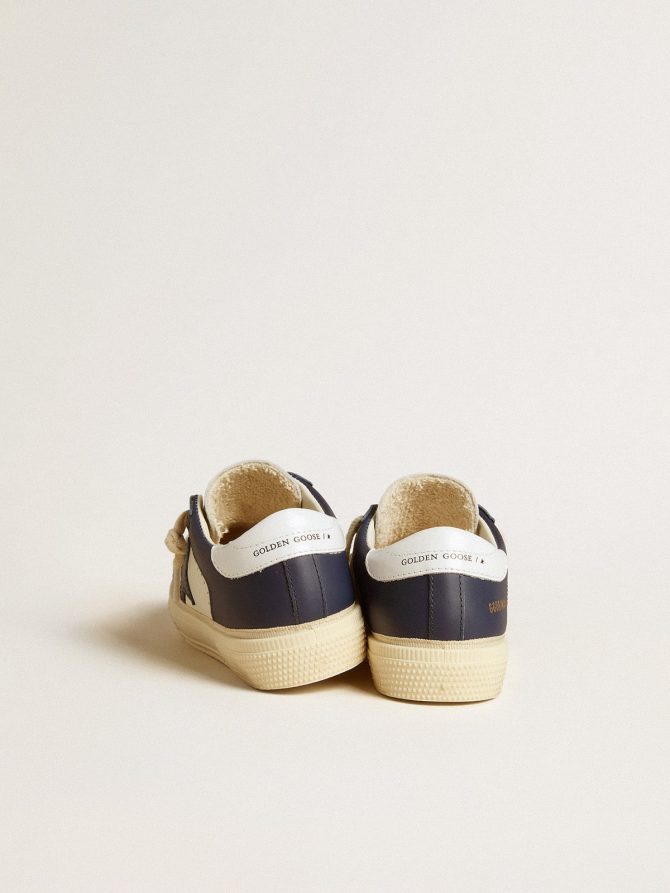 May Young in white and blue leather with leather star and heel tab - Image 4