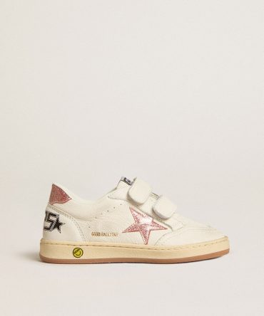 Ball Star Young in nappa with peach-pink glitter star and heel tab