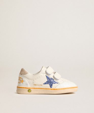Young Ball Star with blue glitter star and beige suede heel tab