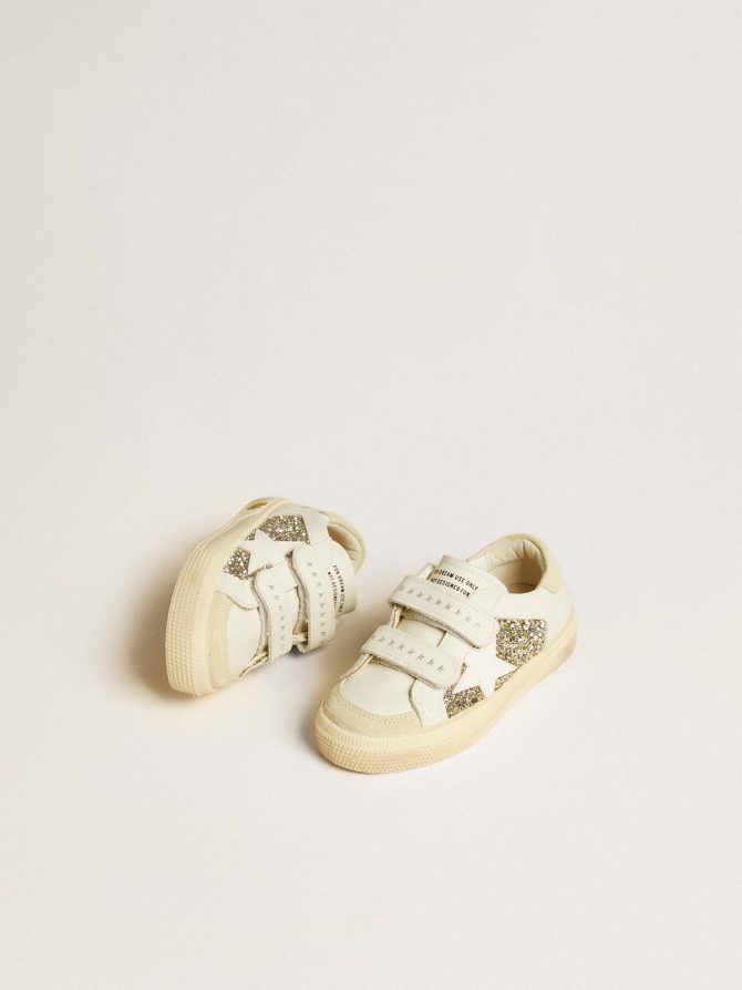 May School Young in glitter with leather star and suede heel tab - Image 2