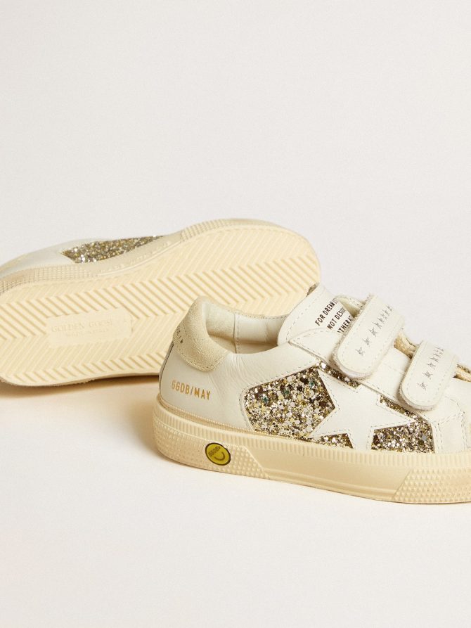 May School Young in glitter with leather star and suede heel tab - Image 3