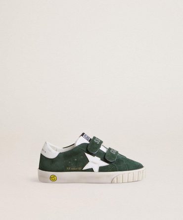 Old School Young in green suede with white leather star and heel tab