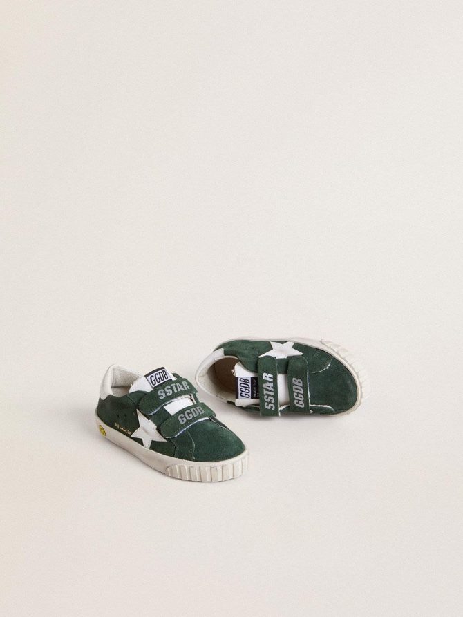 Old School Young in green suede with white leather star and heel tab - Image 2