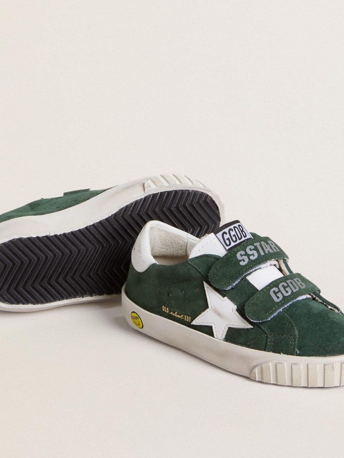 Old School Young in green suede with white leather star and heel tab - Image 4